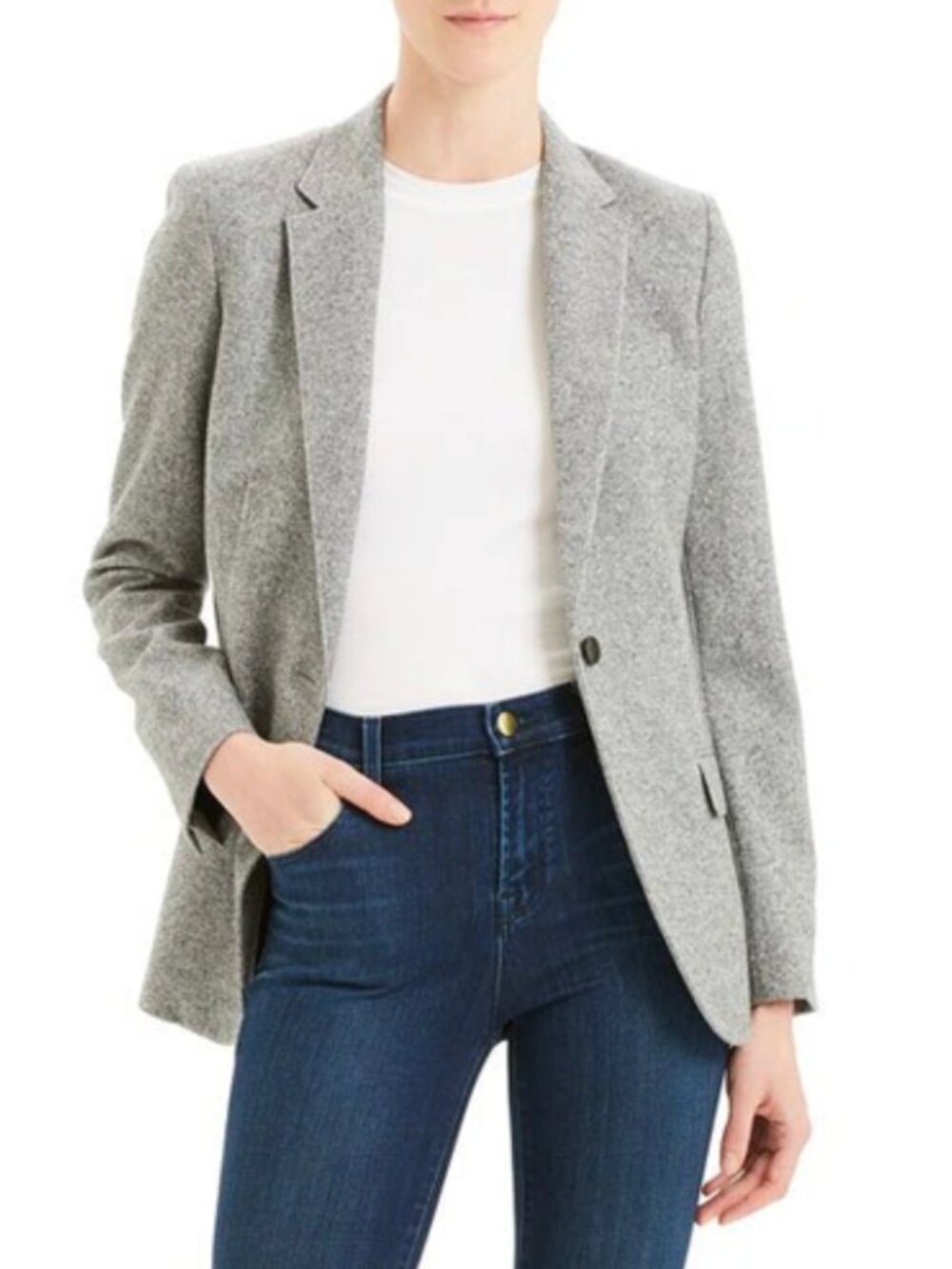 NWT Theory Staple Blazer Grey Multi Speckle Wool Jacket